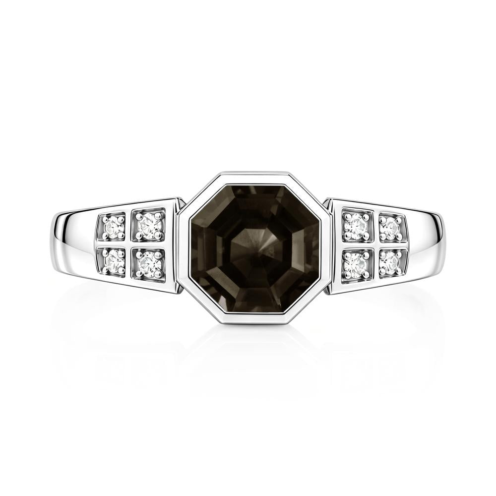 Bezel Setting Octagon London Blue Topaz Ring - LUO Jewelry #gemstone_Smoky Quartz