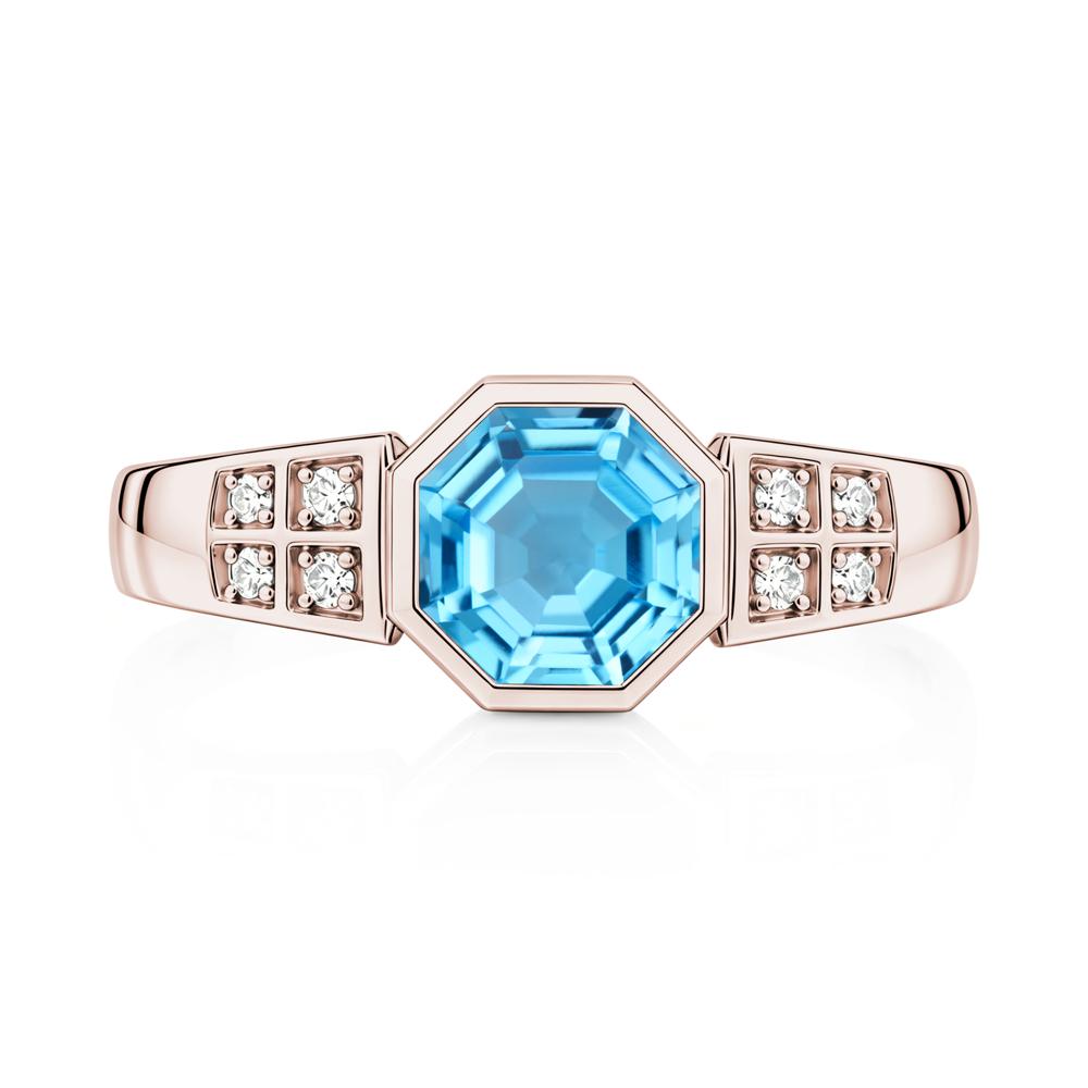 Bezel Setting Octagon London Blue Topaz Ring - LUO Jewelry #gemstone_Swiss Blue Topaz