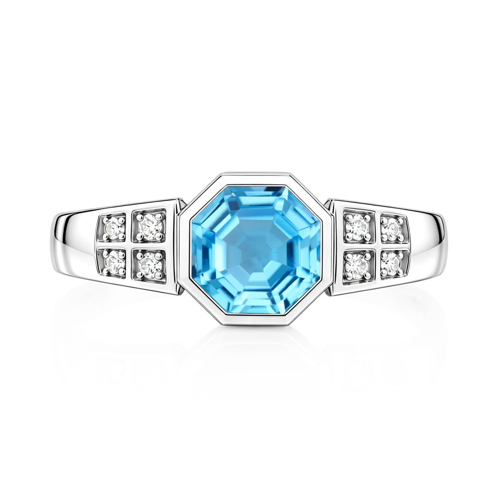 Bezel Setting Octagon London Blue Topaz Ring - LUO Jewelry #gemstone_Swiss Blue Topaz