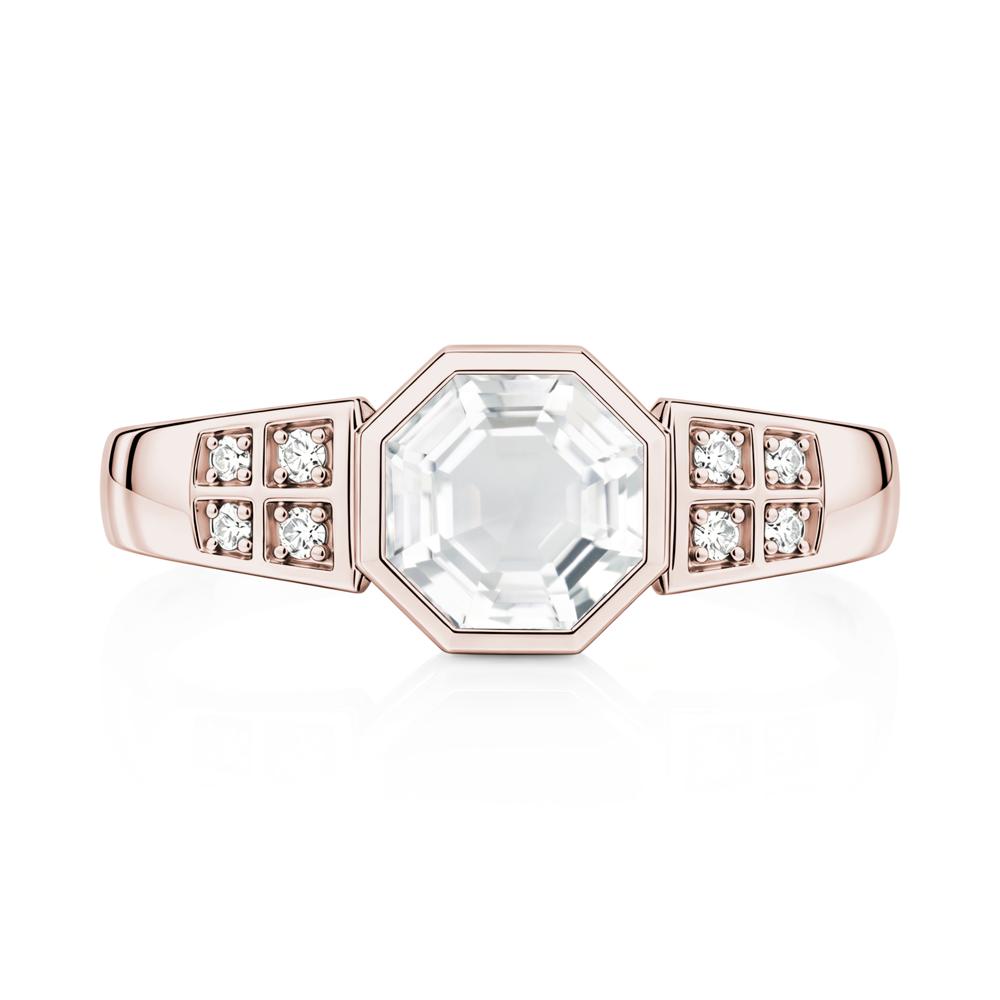 Bezel Setting Octagon London Blue Topaz Ring - LUO Jewelry #gemstone_White Topaz