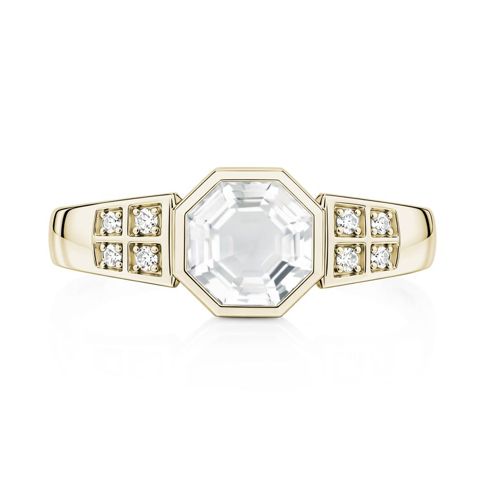 Bezel Setting Octagon London Blue Topaz Ring - LUO Jewelry #gemstone_White Topaz