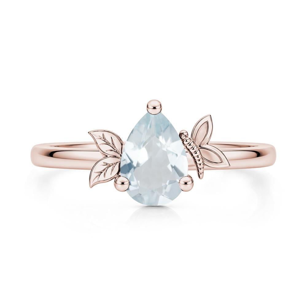 Leaf Butterfly Nature Inspired Emerald Ring - LUO Jewelry #gemstone_Aquamarine