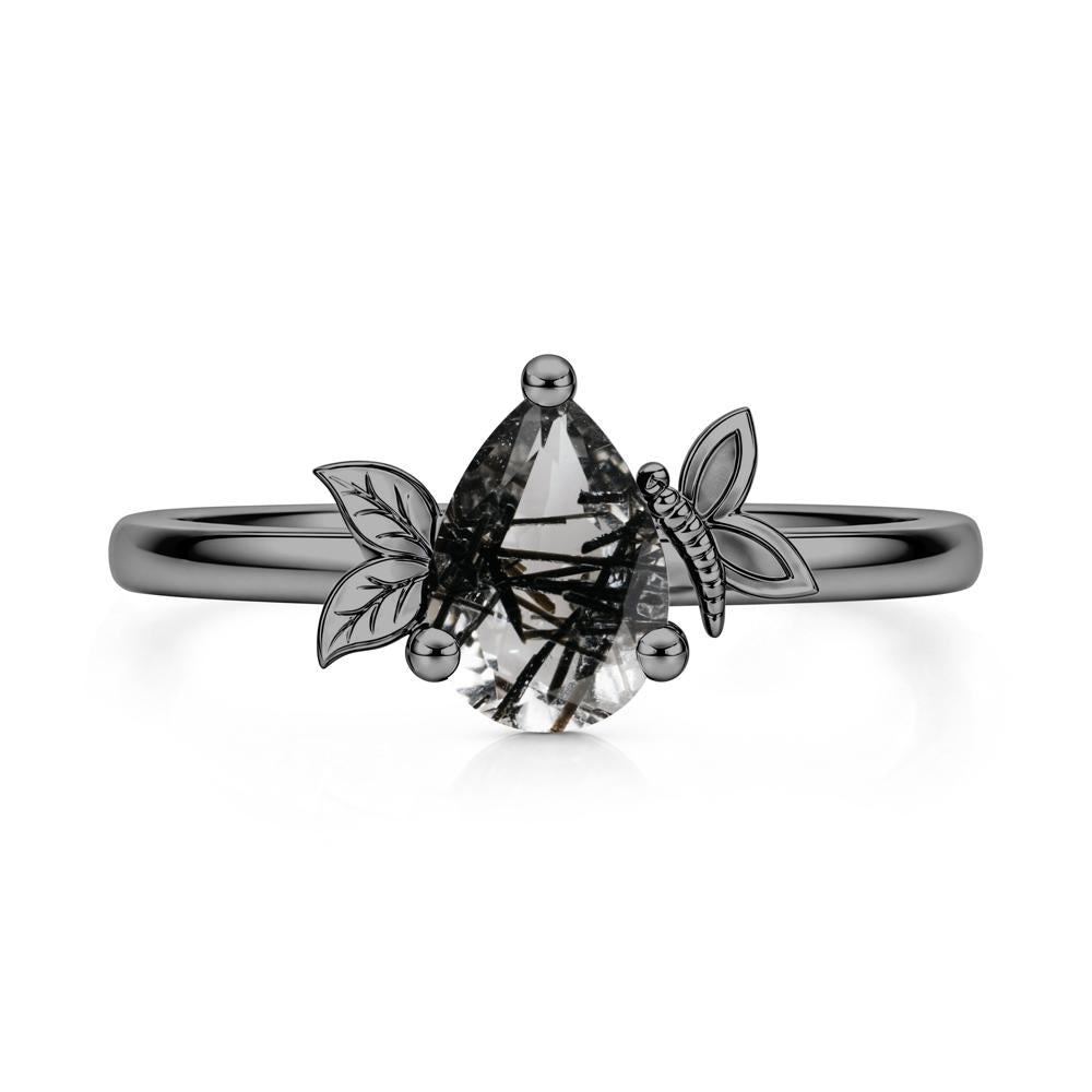 Leaf Butterfly Nature Inspired Emerald Ring - LUO Jewelry #gemstone_Black Rutilated Quartz