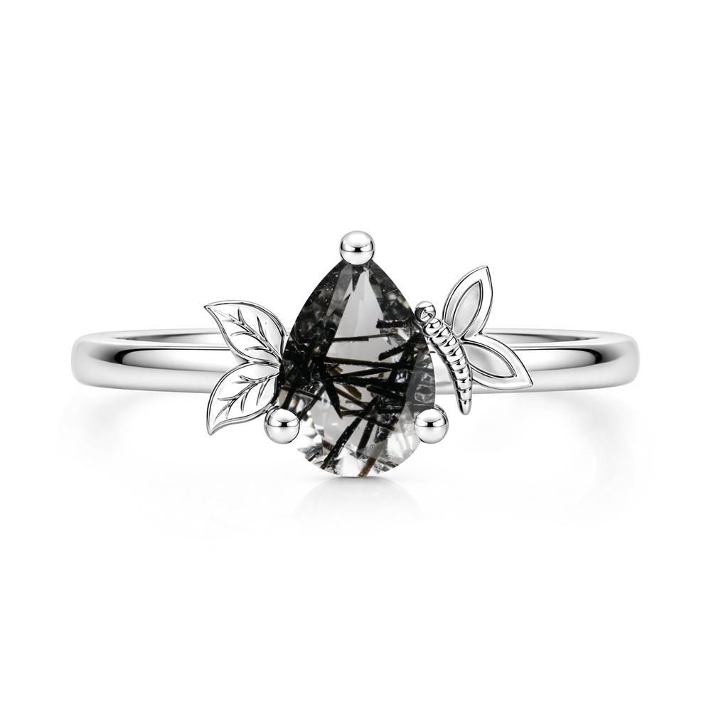 Leaf Butterfly Nature Inspired Emerald Ring - LUO Jewelry #gemstone_Black Rutilated Quartz