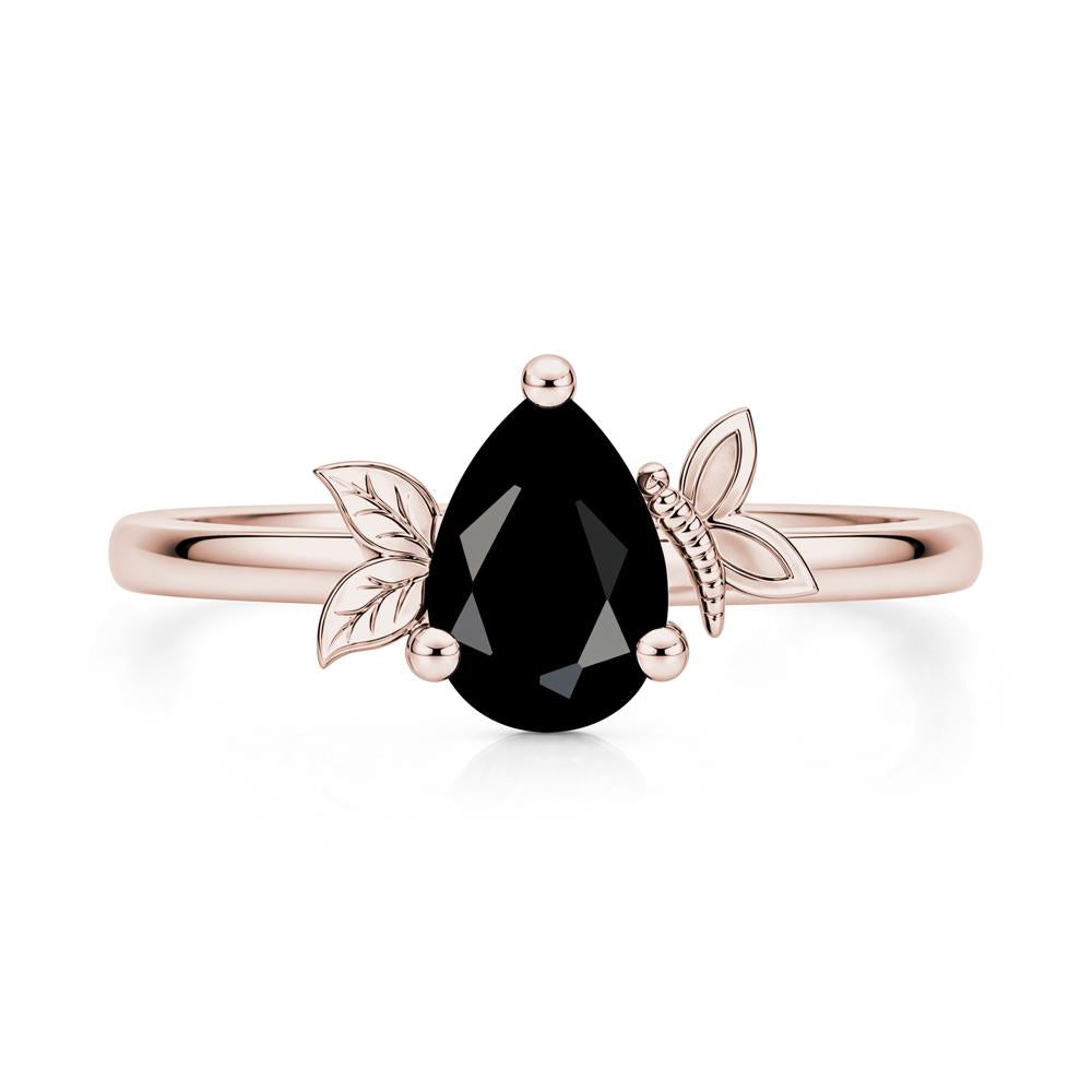 Leaf Butterfly Nature Inspired Emerald Ring - LUO Jewelry #gemstone_Black Spinel