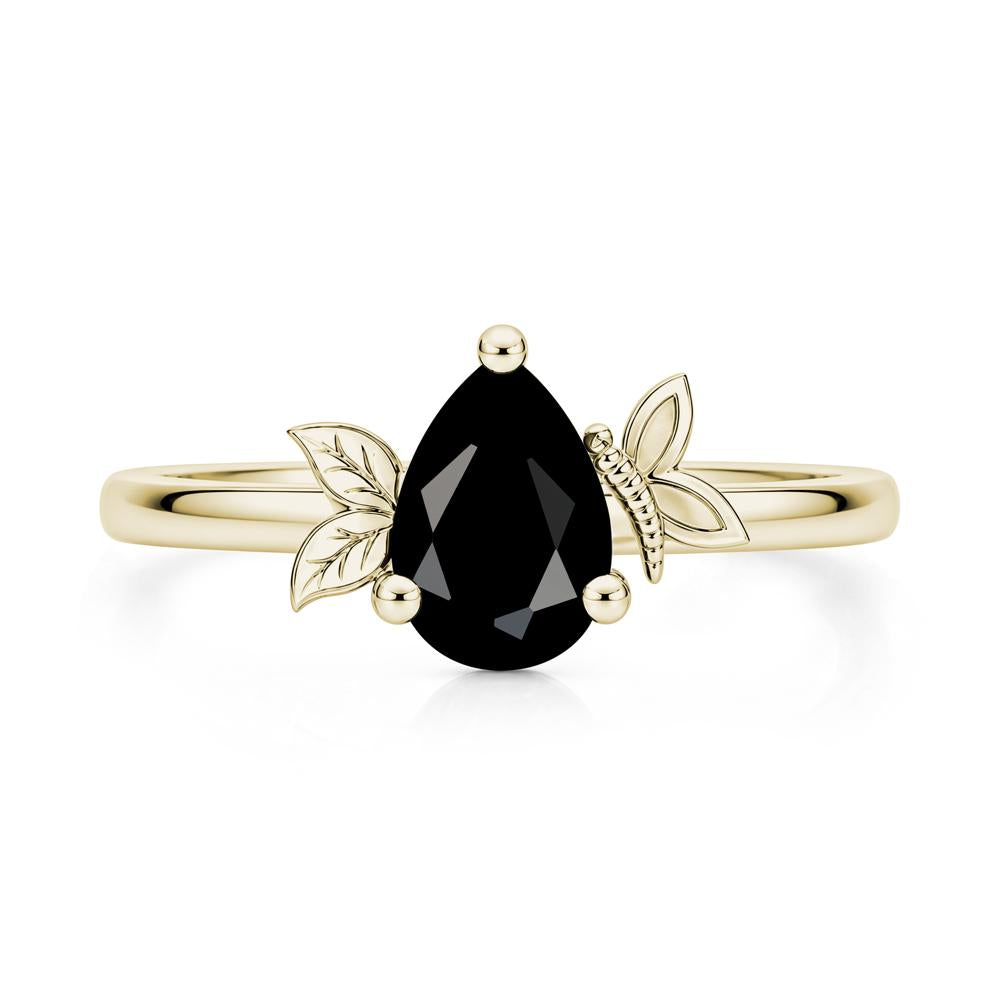 Leaf Butterfly Nature Inspired Emerald Ring - LUO Jewelry #gemstone_Black Spinel