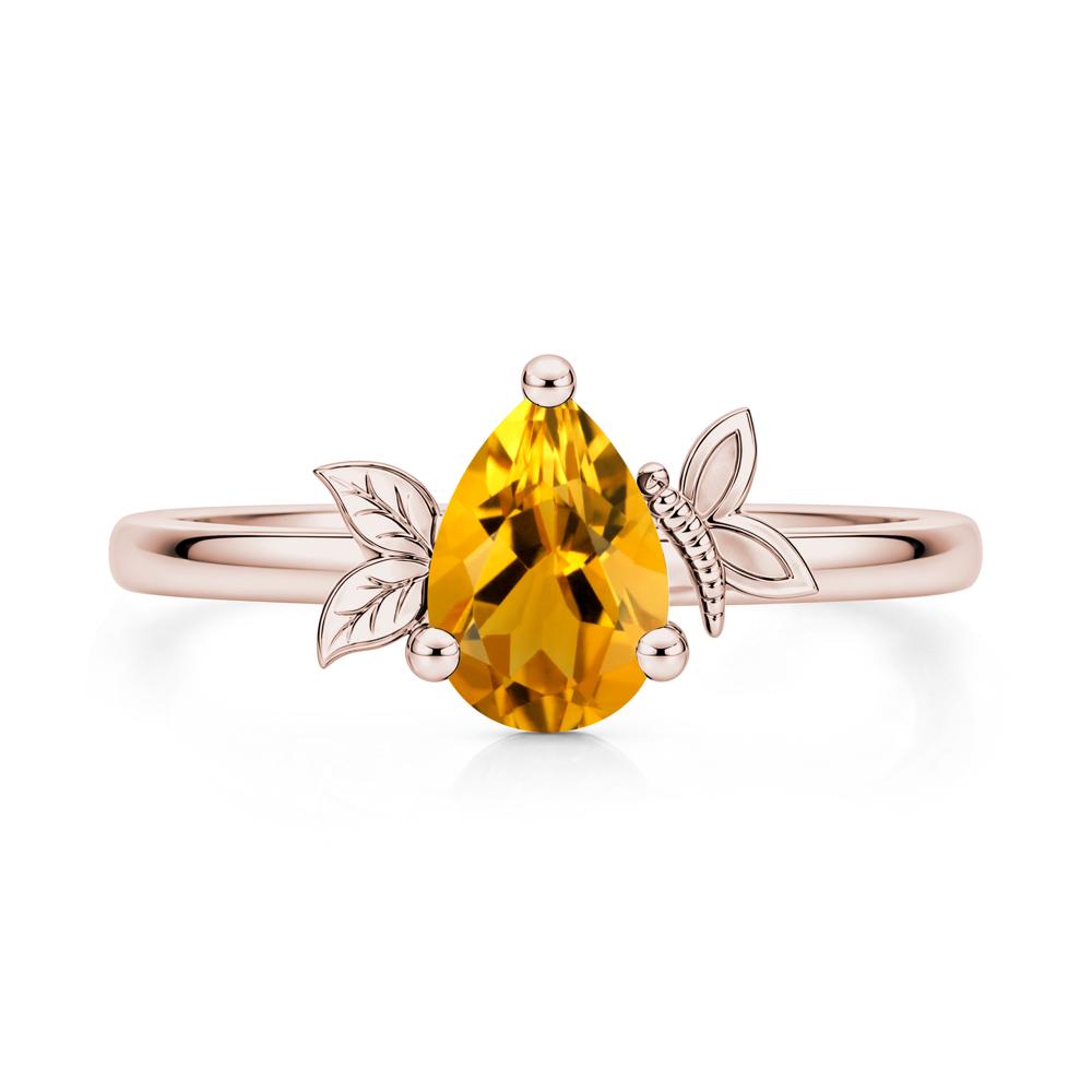 Leaf Butterfly Nature Inspired Emerald Ring - LUO Jewelry #gemstone_Citrine