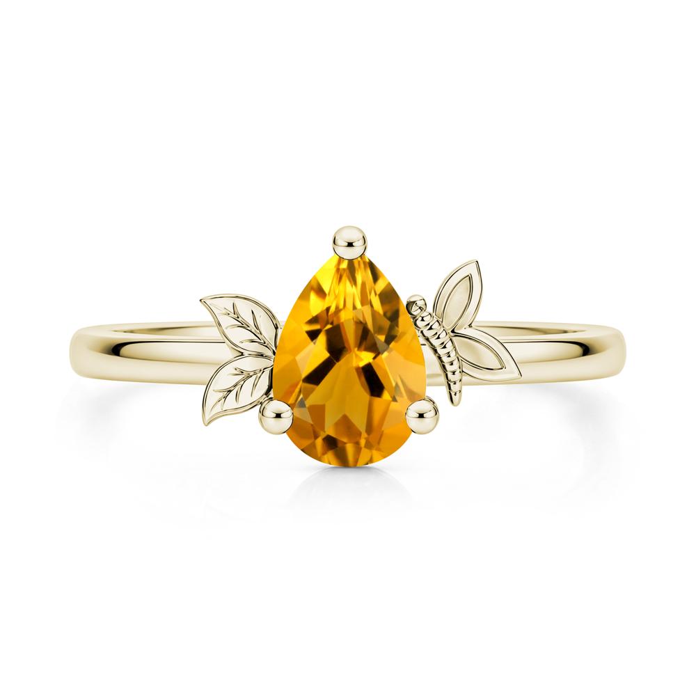 Leaf Butterfly Nature Inspired Emerald Ring - LUO Jewelry #gemstone_Citrine