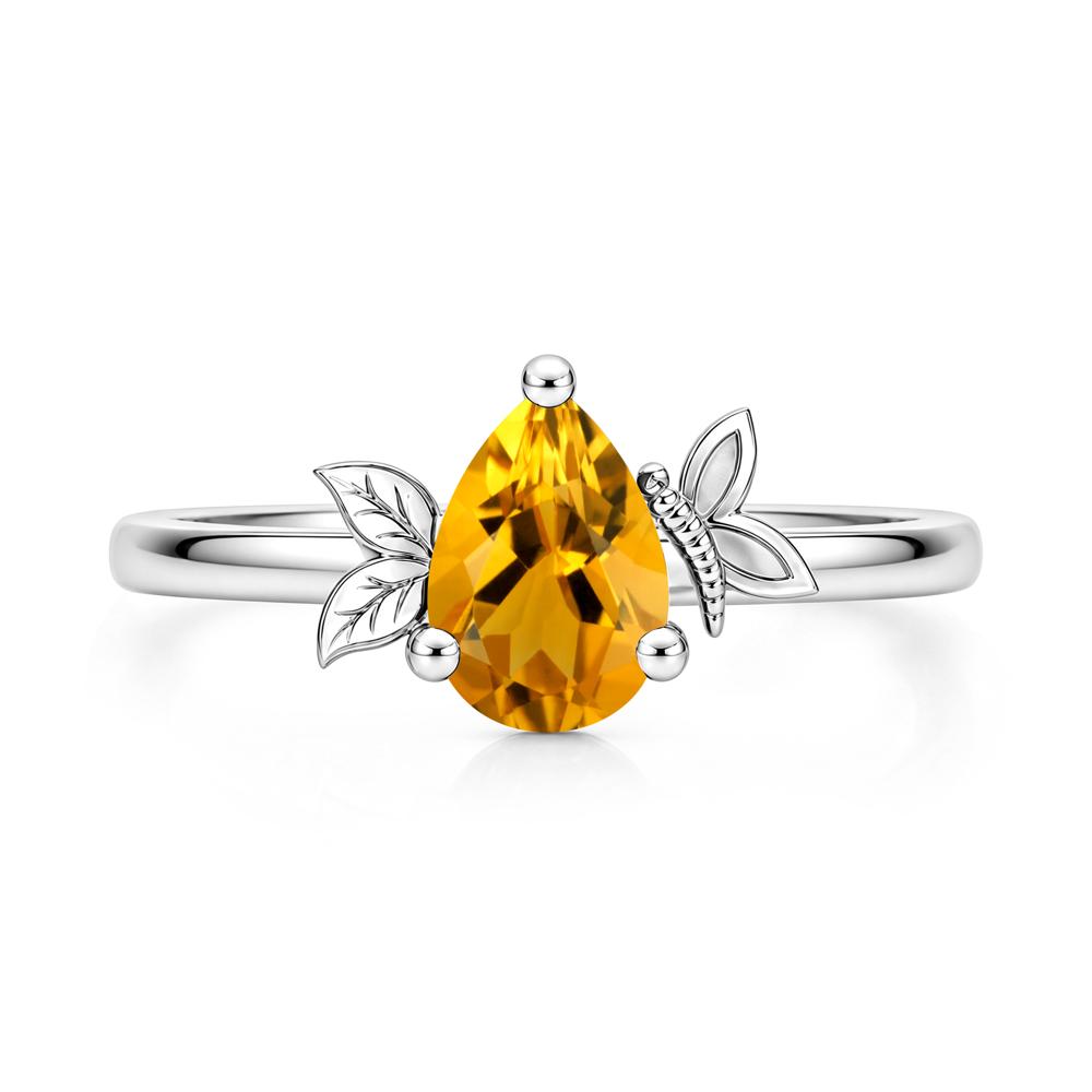 Leaf Butterfly Nature Inspired Emerald Ring - LUO Jewelry #gemstone_Citrine