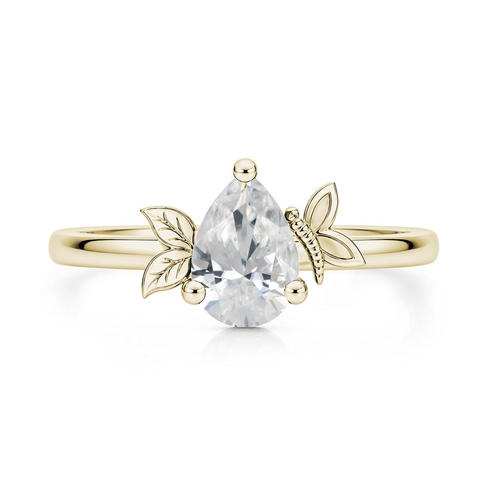 Leaf Butterfly Nature Inspired Emerald Ring - LUO Jewelry #gemstone_Cubic Zirconia