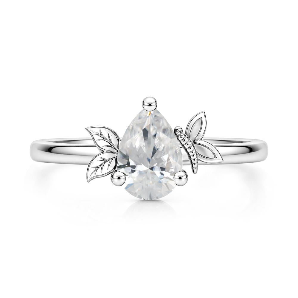 Leaf Butterfly Nature Inspired Emerald Ring - LUO Jewelry #gemstone_Cubic Zirconia