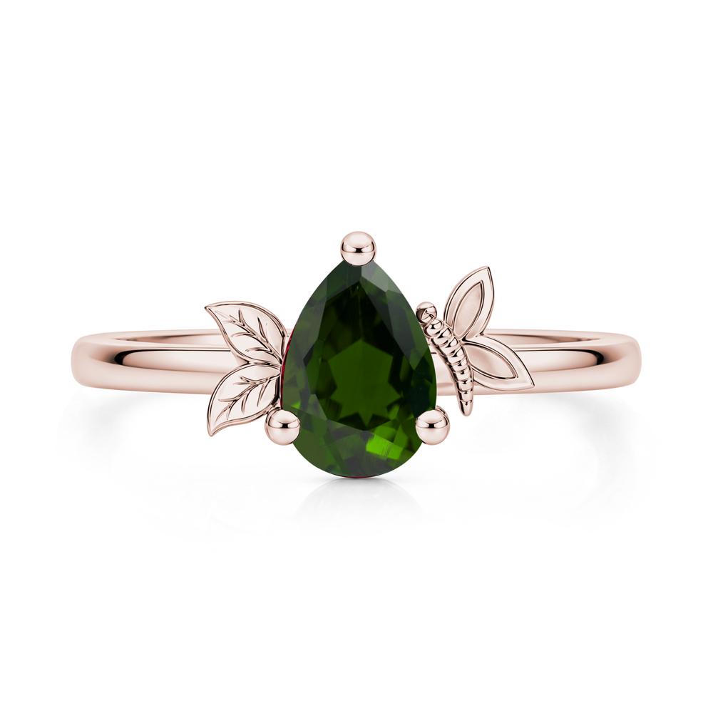 Leaf Butterfly Nature Inspired Emerald Ring - LUO Jewelry #gemstone_Diopside