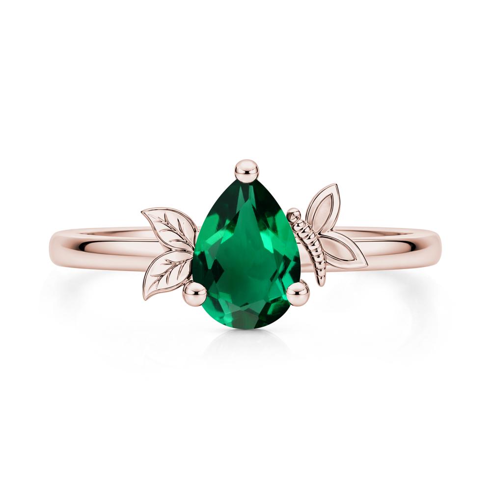 Leaf Butterfly Nature Inspired Emerald Ring - LUO Jewelry #gemstone_Emerald