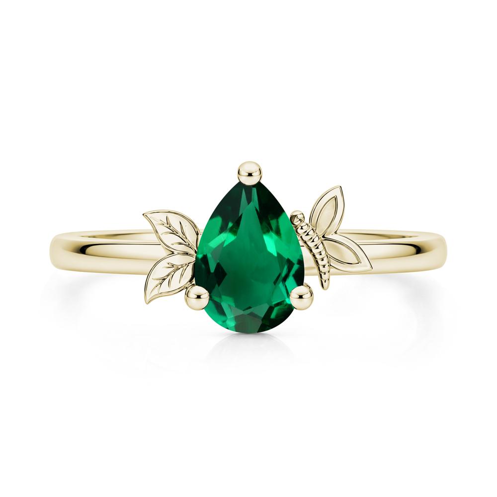Leaf Butterfly Nature Inspired Emerald Ring - LUO Jewelry #gemstone_Emerald