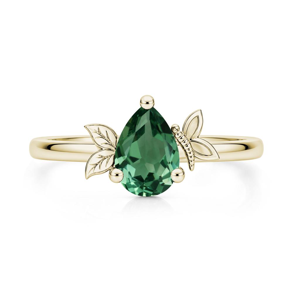 Leaf Butterfly Nature Inspired Emerald Ring - LUO Jewelry #gemstone_Green Sapphire