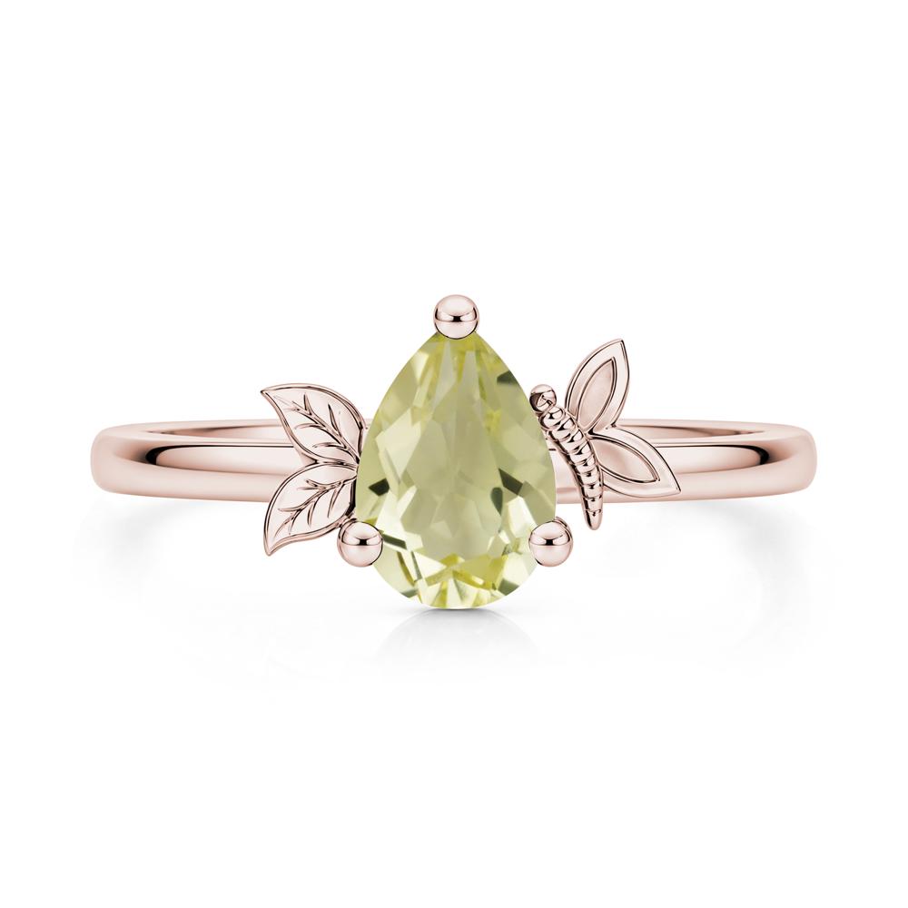 Leaf Butterfly Nature Inspired Emerald Ring - LUO Jewelry #gemstone_Lemon Quartz