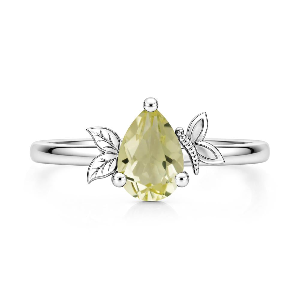 Leaf Butterfly Nature Inspired Emerald Ring - LUO Jewelry #gemstone_Lemon Quartz