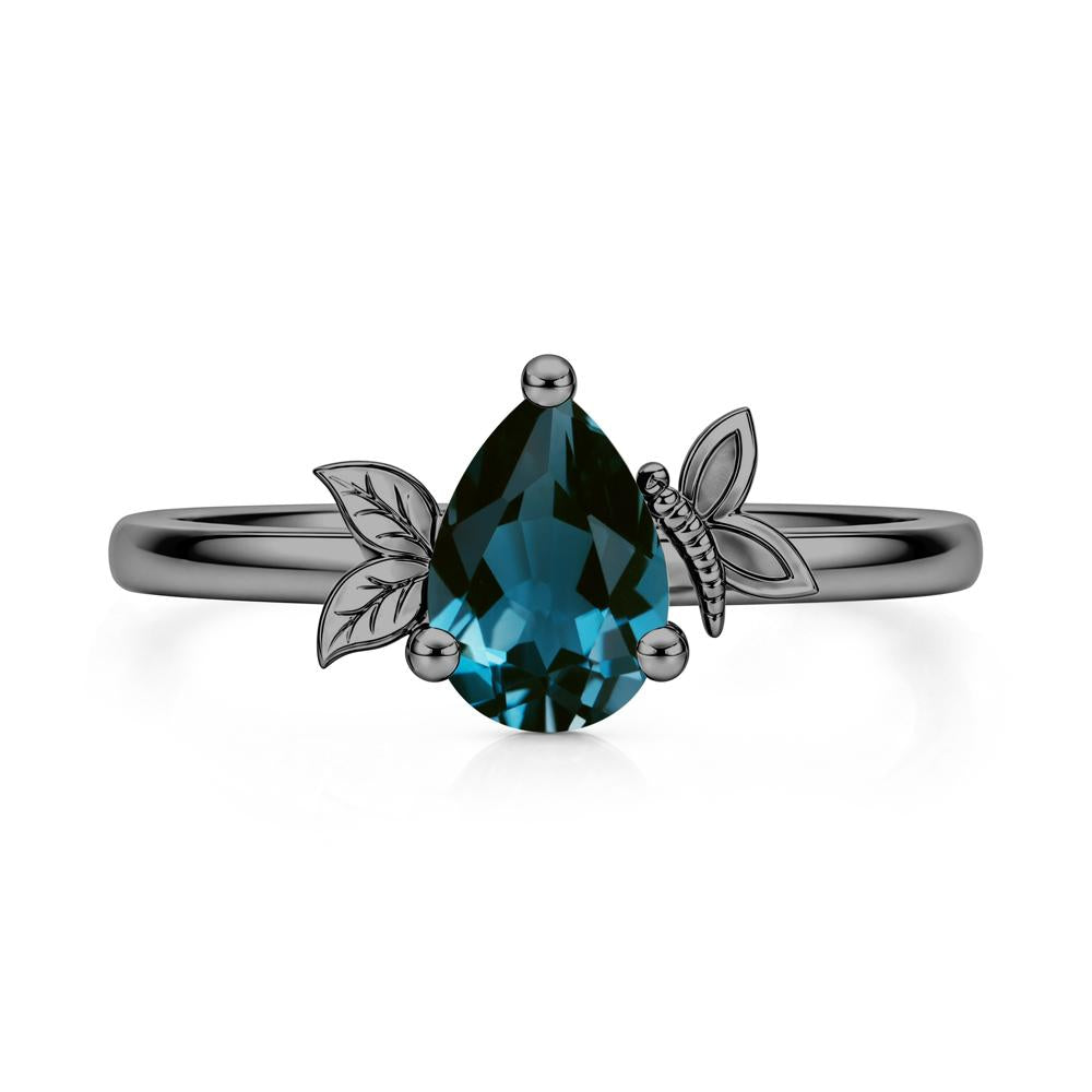 Leaf Butterfly Nature Inspired Emerald Ring - LUO Jewelry #gemstone_London Blue Topaz