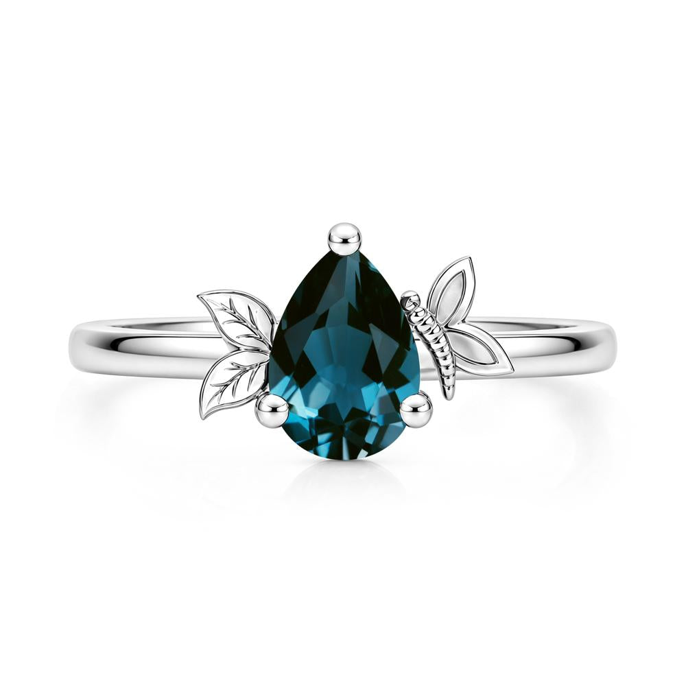 Leaf Butterfly Nature Inspired Emerald Ring - LUO Jewelry #gemstone_London Blue Topaz