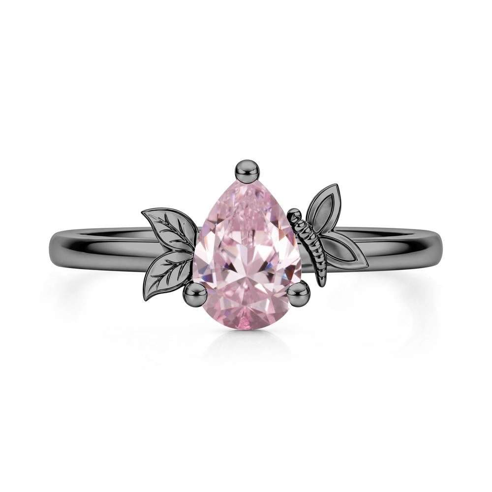 Leaf Butterfly Nature Inspired Emerald Ring - LUO Jewelry #gemstone_Pink Cubic Zirconia