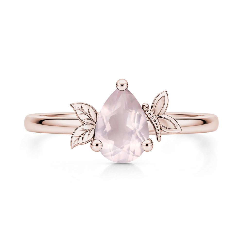 Leaf Butterfly Nature Inspired Emerald Ring - LUO Jewelry #gemstone_Rose Quartz