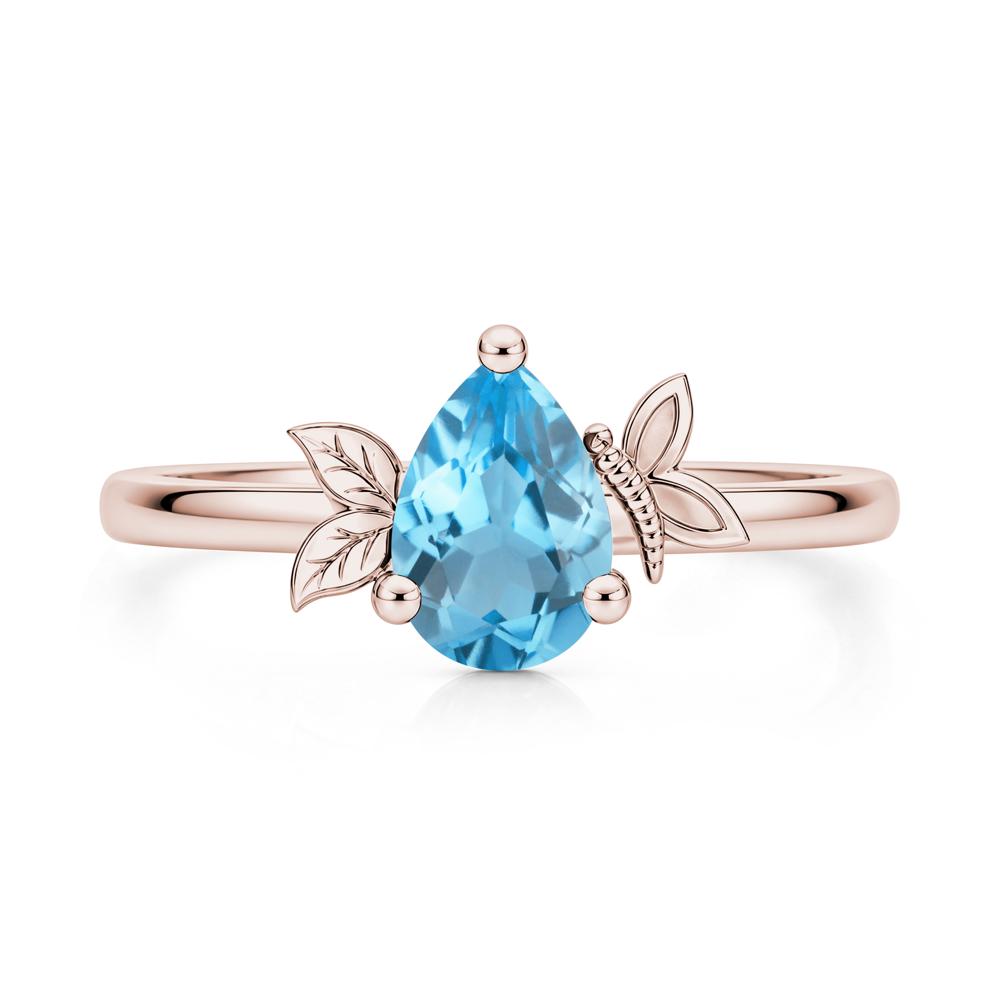Leaf Butterfly Nature Inspired Emerald Ring - LUO Jewelry #gemstone_Swiss Blue Topaz