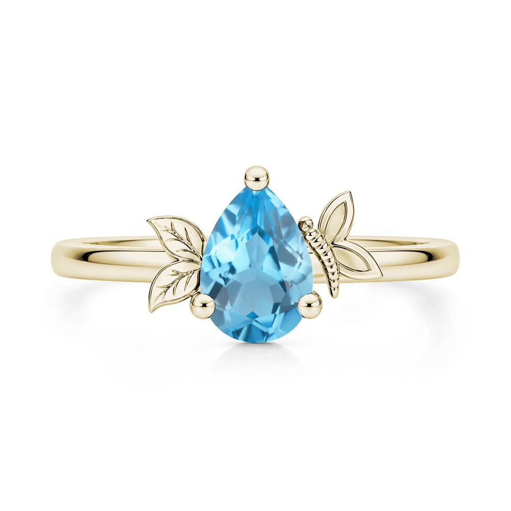 Leaf Butterfly Nature Inspired Emerald Ring - LUO Jewelry #gemstone_Swiss Blue Topaz