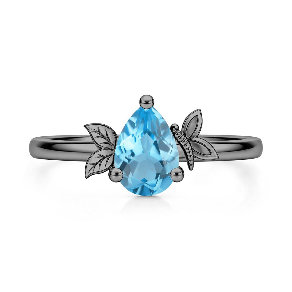 Leaf Butterfly Nature Inspired Emerald Ring - LUO Jewelry #gemstone_Swiss Blue Topaz