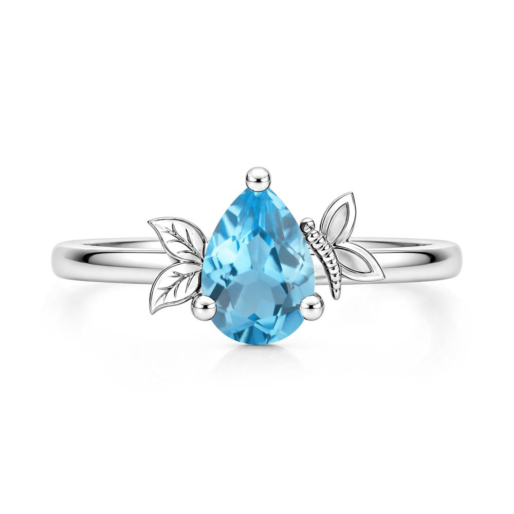 Leaf Butterfly Nature Inspired Emerald Ring - LUO Jewelry #gemstone_Swiss Blue Topaz