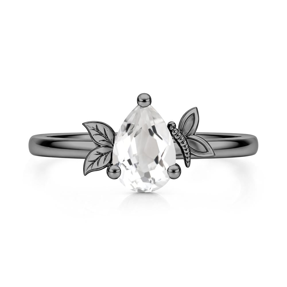 Leaf Butterfly Nature Inspired Emerald Ring - LUO Jewelry #gemstone_White Topaz