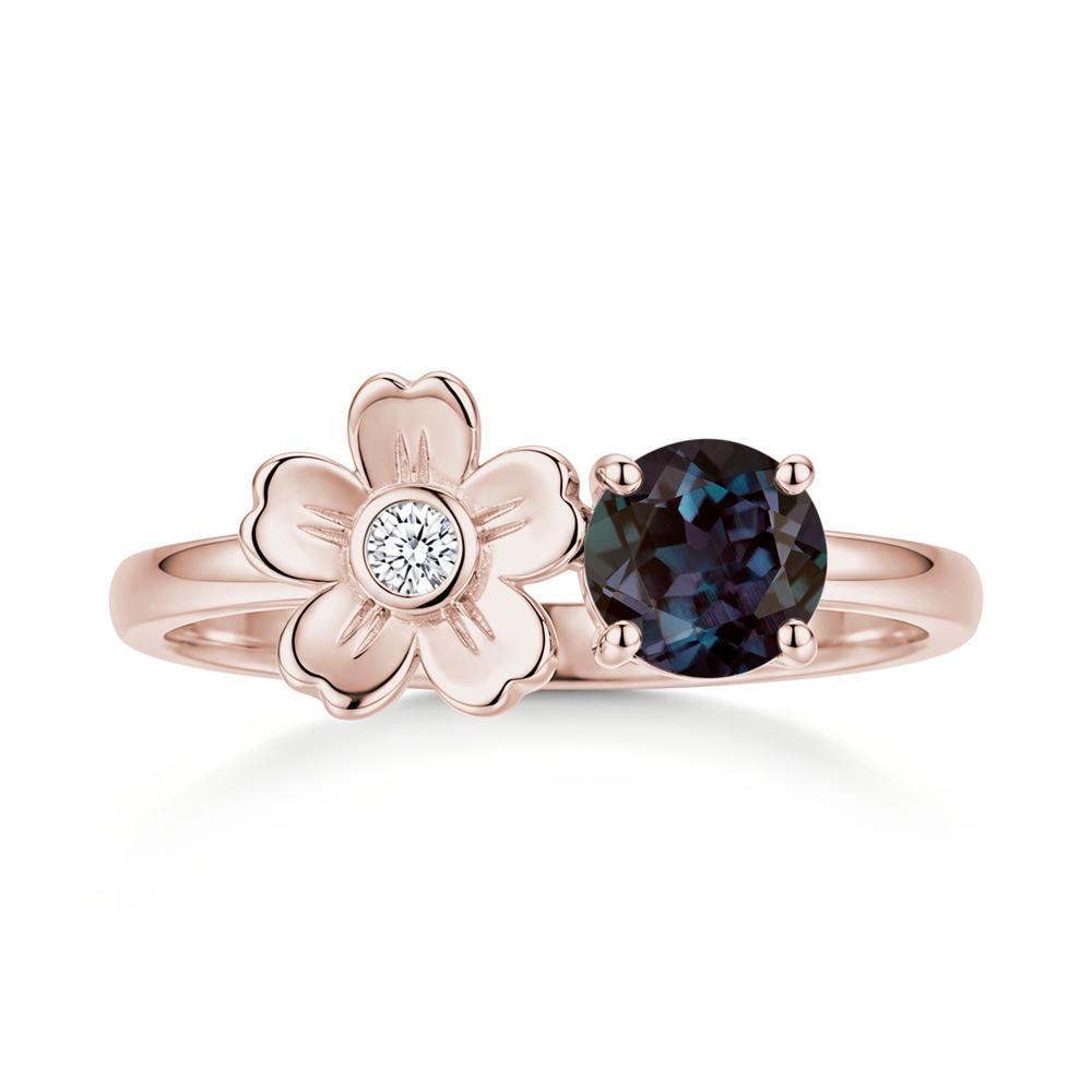 Round Shaped Morganite Flower Ring - LUO Jewelry #gemstone_Alexandrite