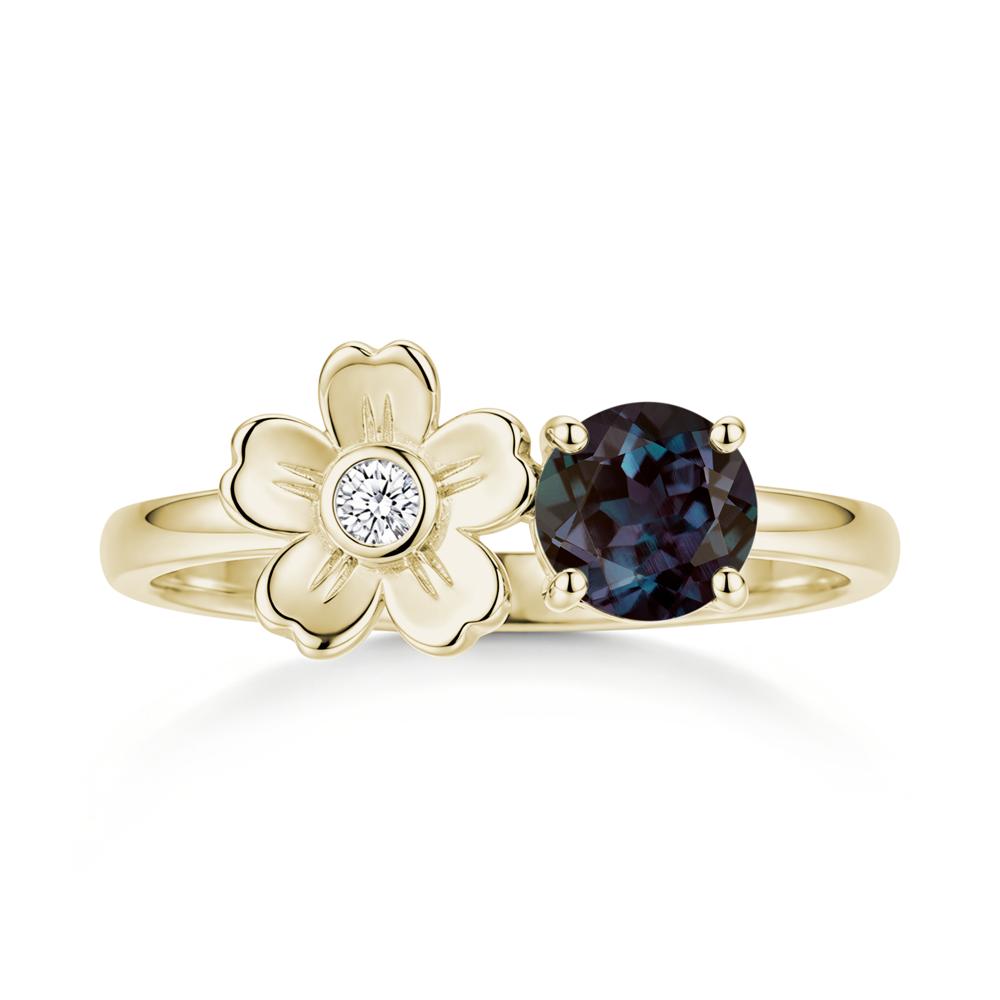Round Shaped Morganite Flower Ring - LUO Jewelry #gemstone_Alexandrite