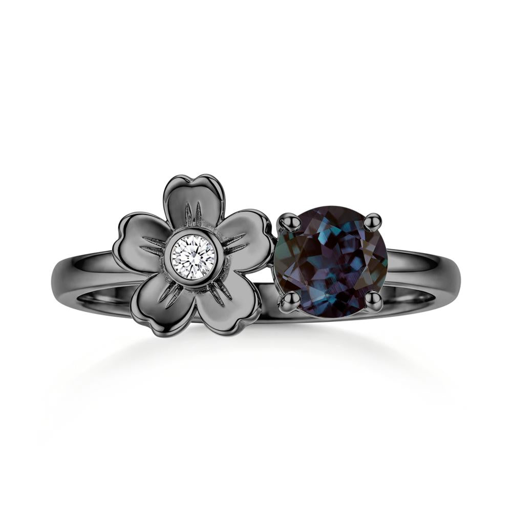 Round Shaped Morganite Flower Ring - LUO Jewelry #gemstone_Alexandrite