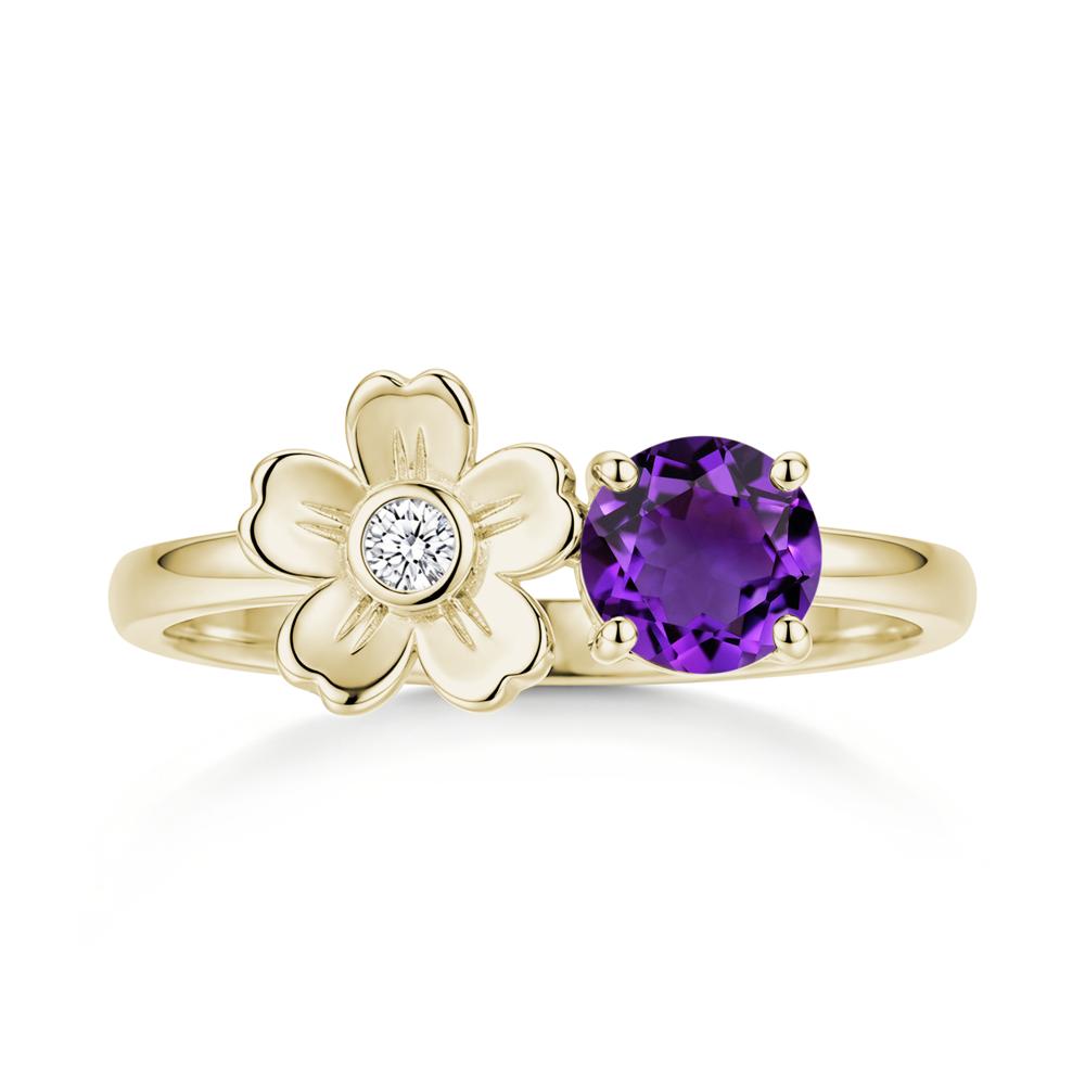 Round Shaped Morganite Flower Ring - LUO Jewelry #gemstone_Amethyst