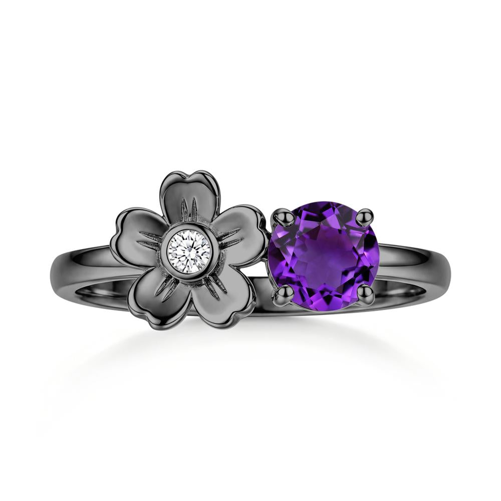 Round Shaped Morganite Flower Ring - LUO Jewelry #gemstone_Amethyst