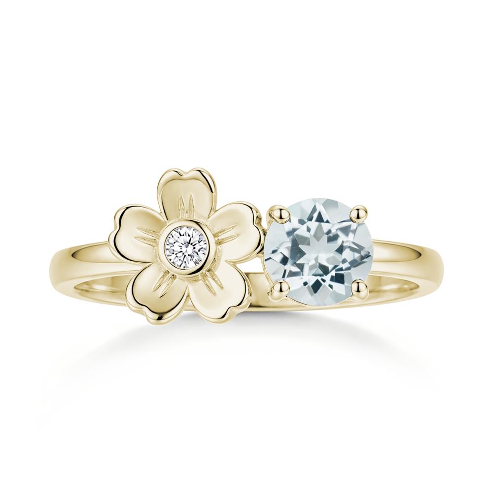 Round Shaped Morganite Flower Ring - LUO Jewelry #gemstone_Aquamarine