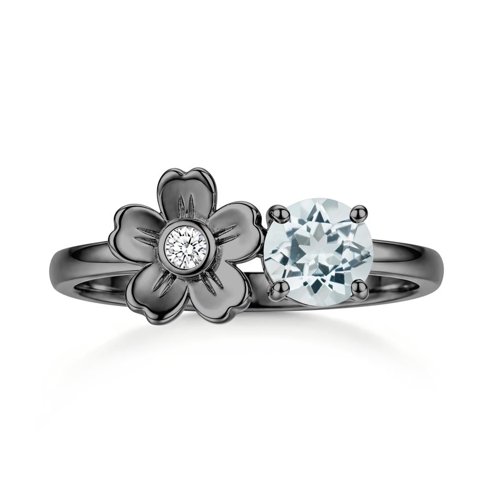 Round Shaped Morganite Flower Ring - LUO Jewelry #gemstone_Aquamarine