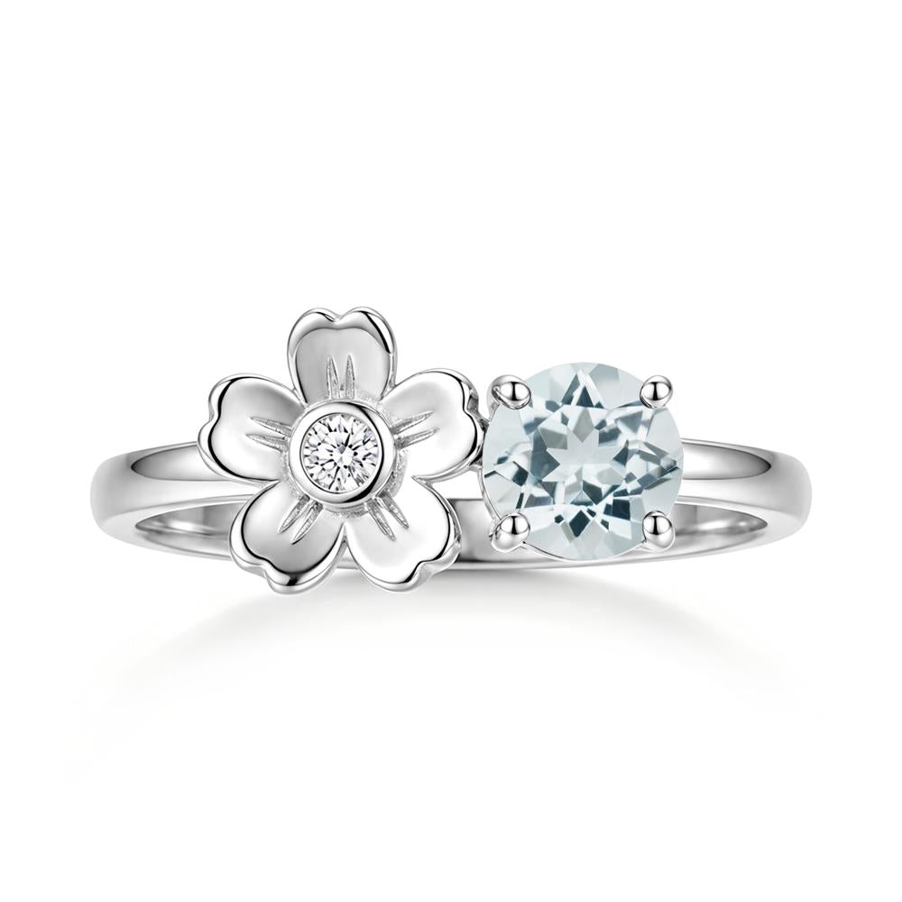 Round Shaped Morganite Flower Ring - LUO Jewelry #gemstone_Aquamarine