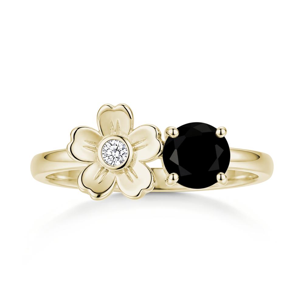 Round Shaped Morganite Flower Ring - LUO Jewelry #gemstone_Black Spinel