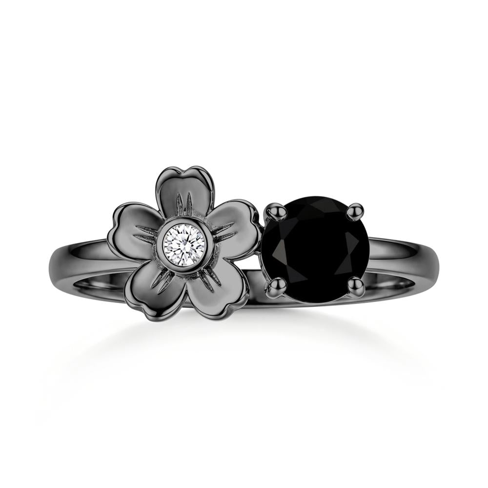Round Shaped Morganite Flower Ring - LUO Jewelry #gemstone_Black Spinel