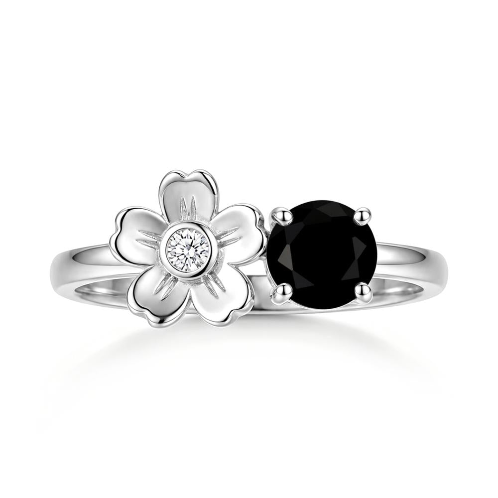 Round Shaped Morganite Flower Ring - LUO Jewelry #gemstone_Black Spinel