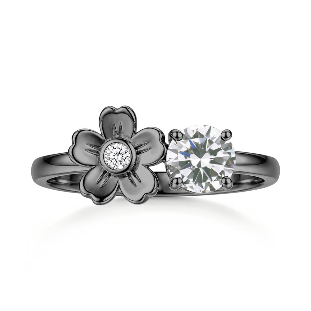 Round Shaped Morganite Flower Ring - LUO Jewelry #gemstone_Cubic Zirconia