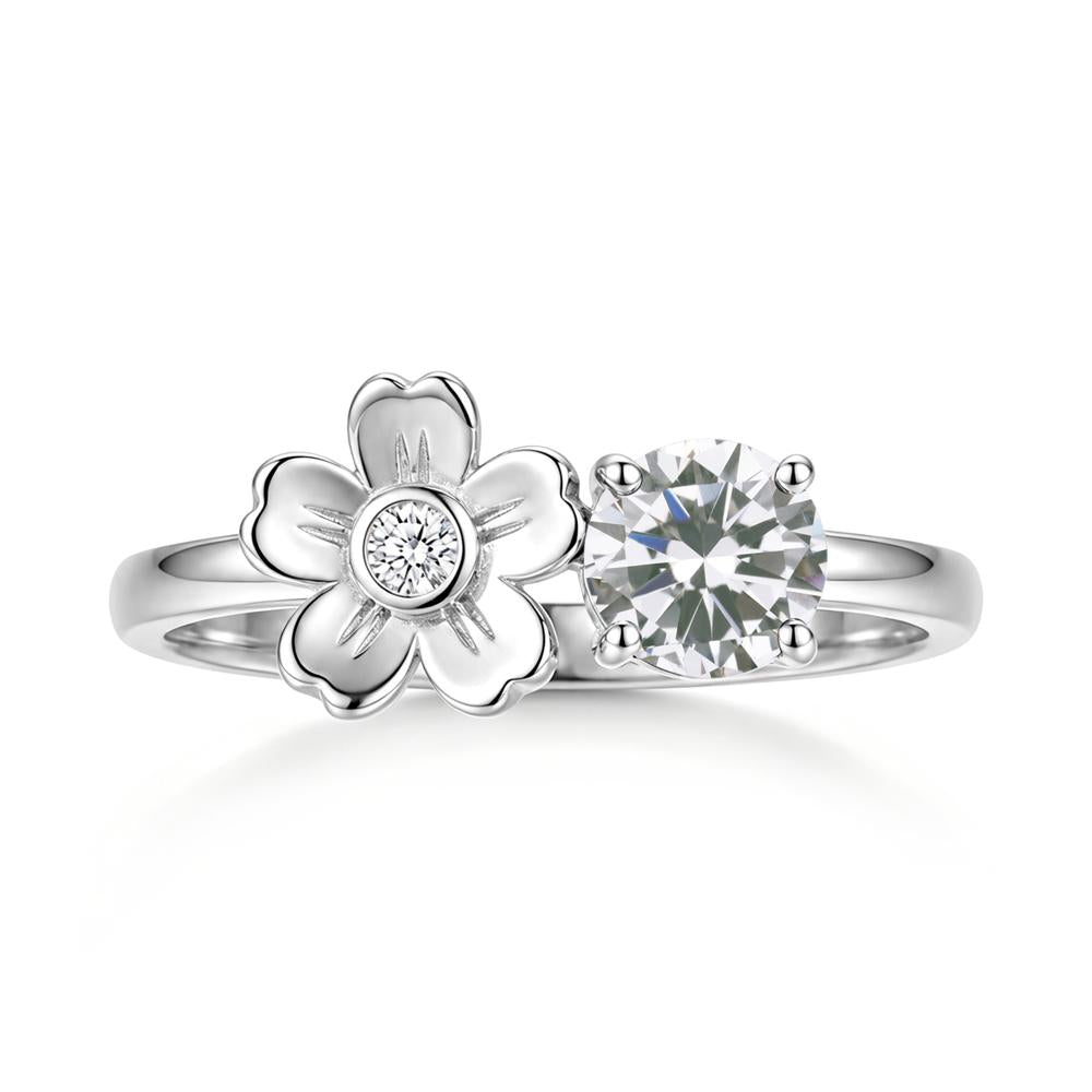 Round Shaped Morganite Flower Ring - LUO Jewelry #gemstone_Cubic Zirconia