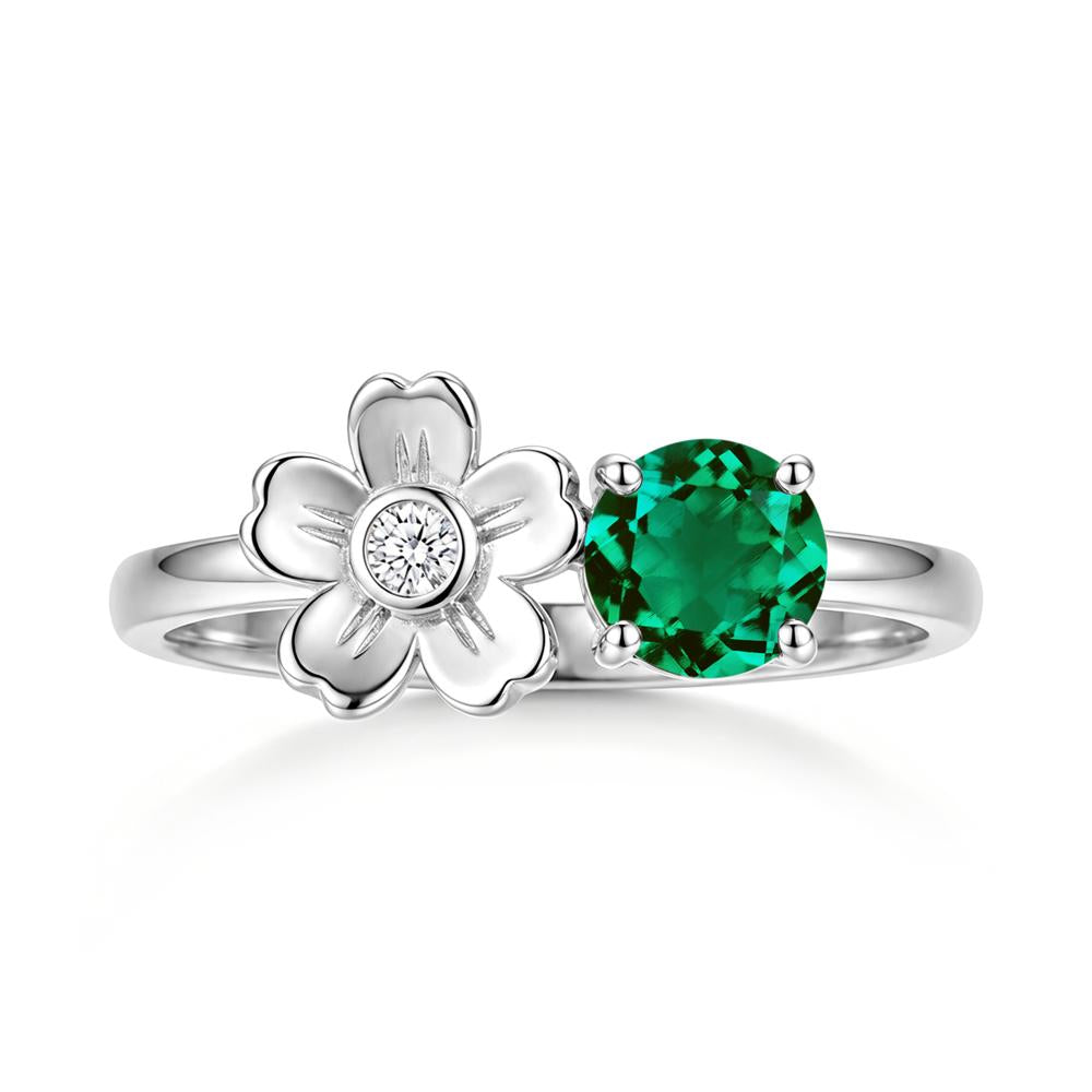 Round Shaped Morganite Flower Ring - LUO Jewelry #gemstone_Emerald