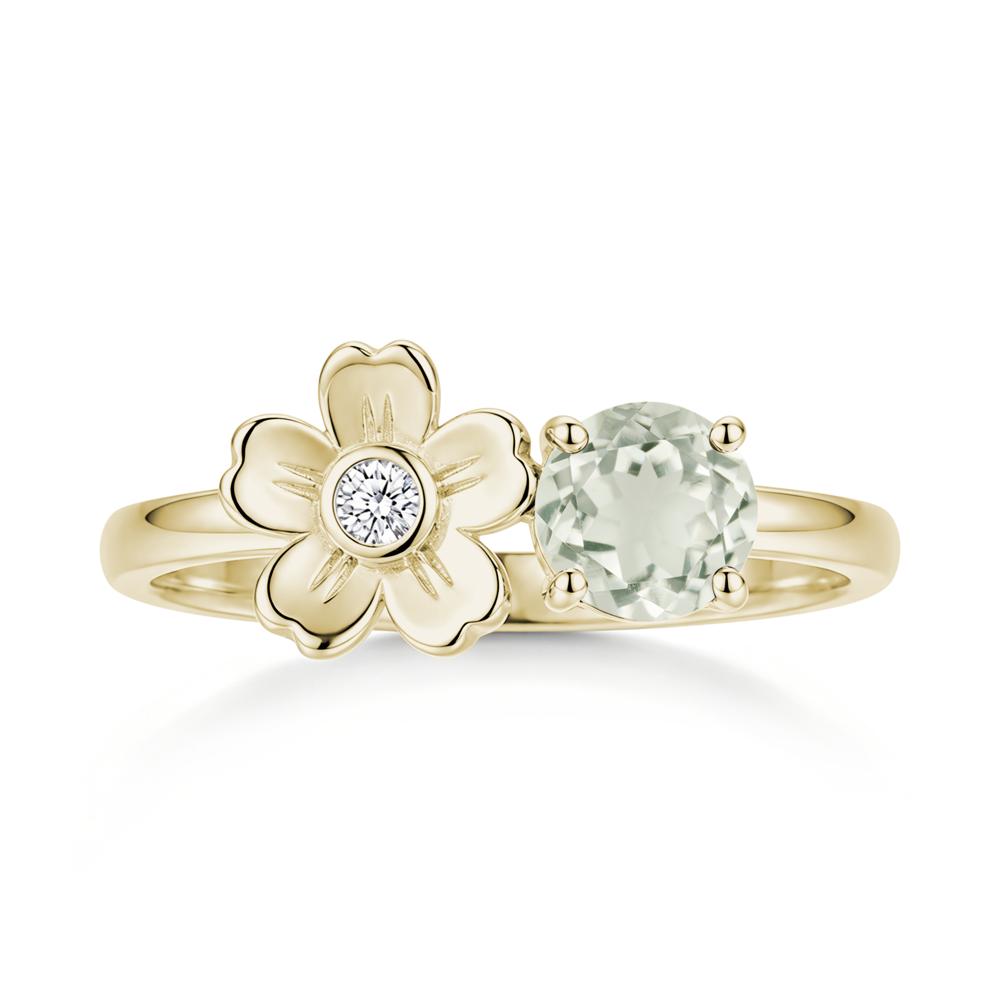 Round Shaped Morganite Flower Ring - LUO Jewelry #gemstone_Green Amethyst