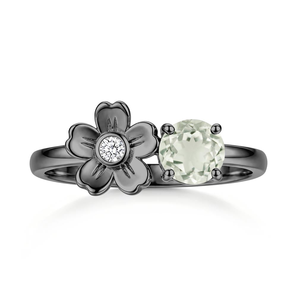 Round Shaped Morganite Flower Ring - LUO Jewelry #gemstone_Green Amethyst