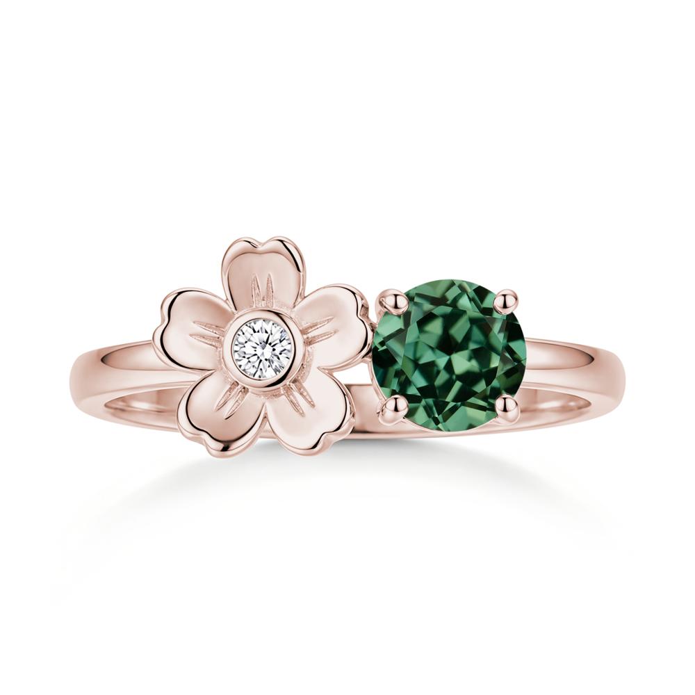 Round Shaped Morganite Flower Ring - LUO Jewelry #gemstone_Green Sapphire