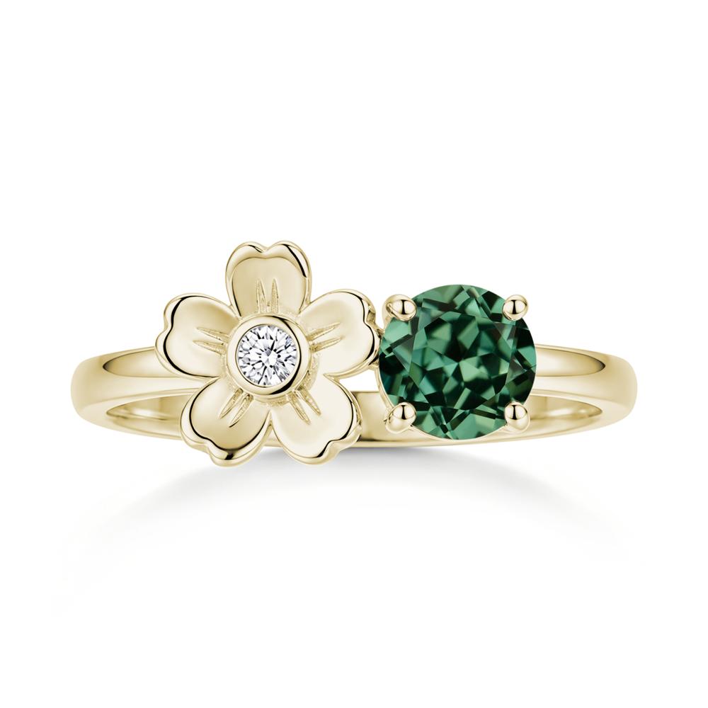 Round Shaped Morganite Flower Ring - LUO Jewelry #gemstone_Green Sapphire