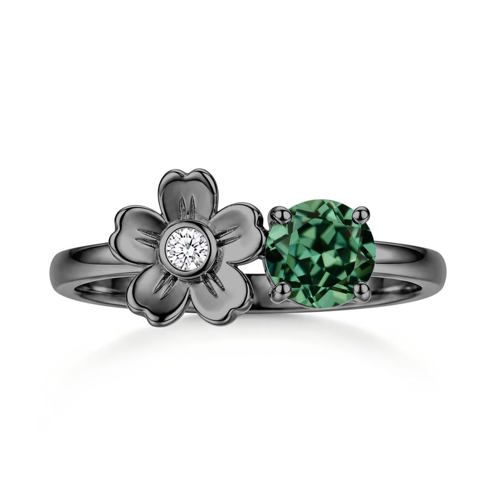 Round Shaped Morganite Flower Ring - LUO Jewelry #gemstone_Green Sapphire