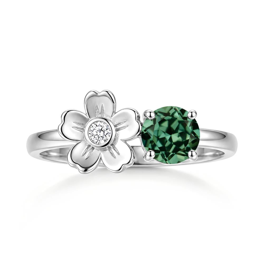 Round Shaped Morganite Flower Ring - LUO Jewelry #gemstone_Green Sapphire